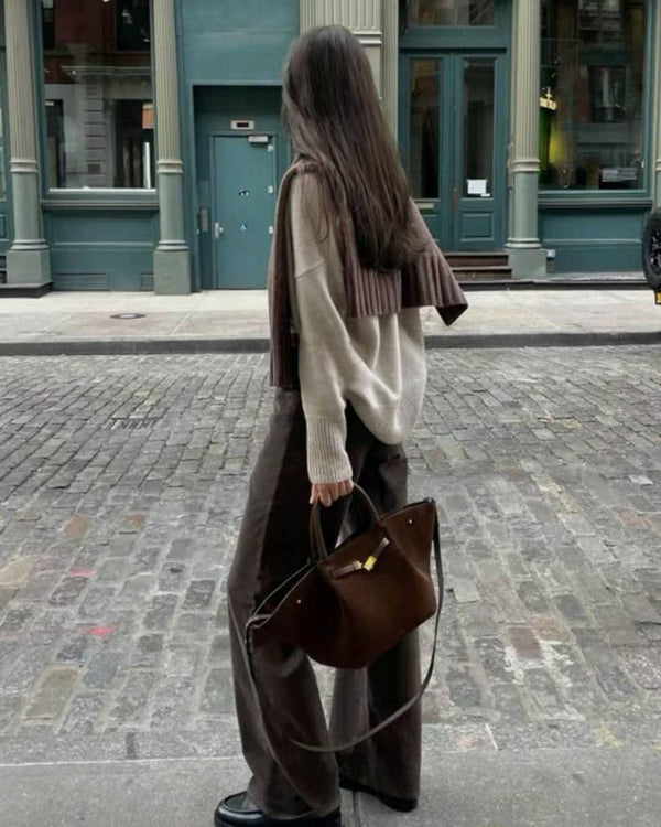 Genuine Suede Bag With Leather Details Made In Italy