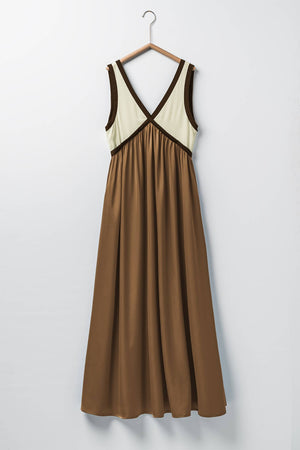 Contrast Piping Empire Waist Dress-Blue Hand Home