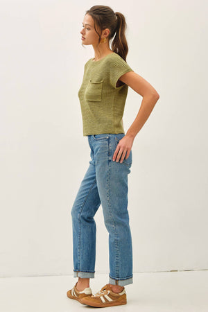 [New Color] Patch Pocket Dolman Cap Sleeve Boxy Knit