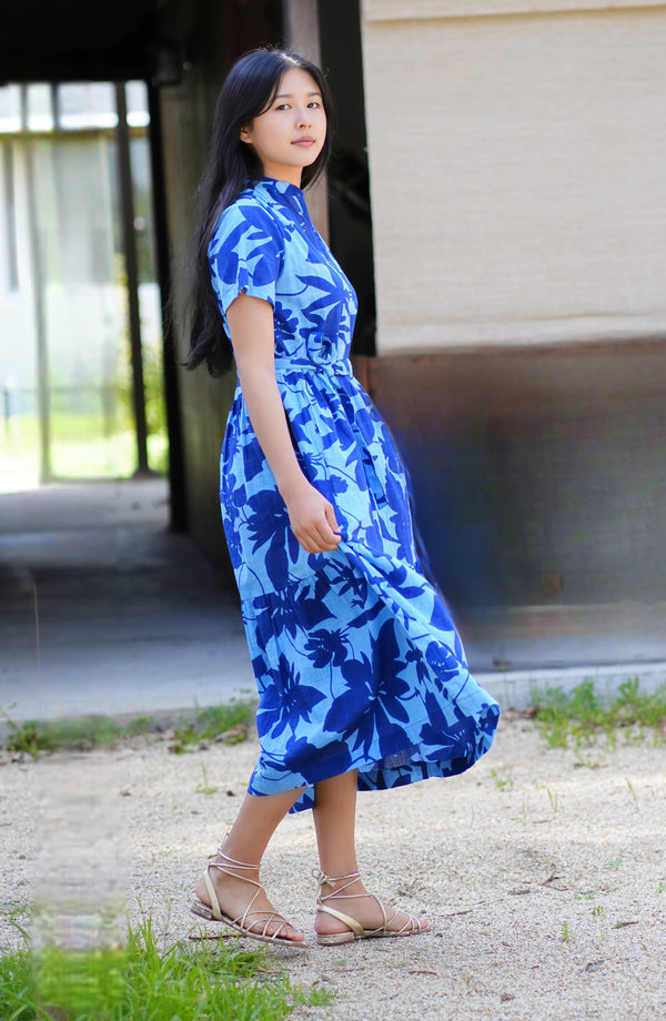 Alice Tie Waist Dress Navy Blue