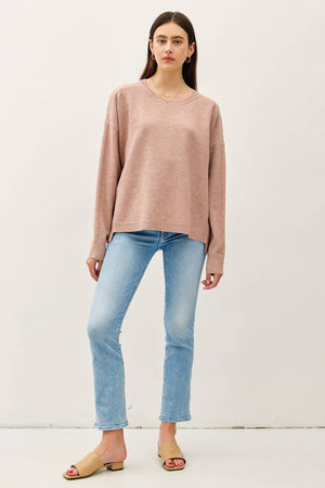 OVERSIZED SLUB YARN SWEATER WITH BACK STITCHING-Blue Hand Home