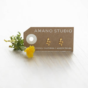 Teeny Tiny Serpent Studs Earrings-Blue Hand Home