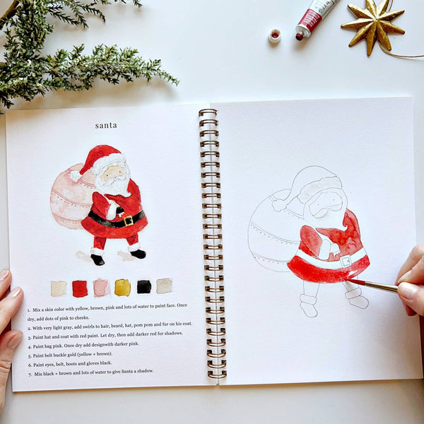 Christmas watercolor workbook-Blue Hand Home