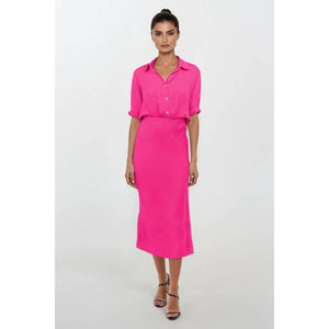 Button Up Midi Shirt Dress-Blue Hand Home