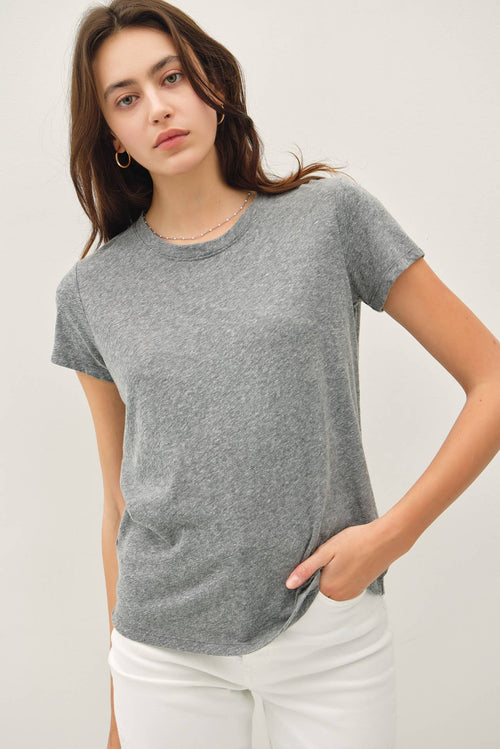 SOFT ROUND NECK SOLID BASIC TEE SHIRT-Blue Hand Home