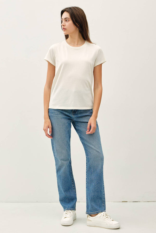 SOFT ROUND NECK SOLID BASIC TEE SHIRT-Blue Hand Home