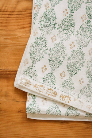 Table Runner - Vara Dogwood, Evergreen & Gold-Blue Hand Home