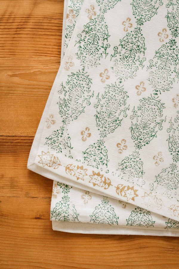 Table Runner - Vara Dogwood, Evergreen & Gold-Blue Hand Home