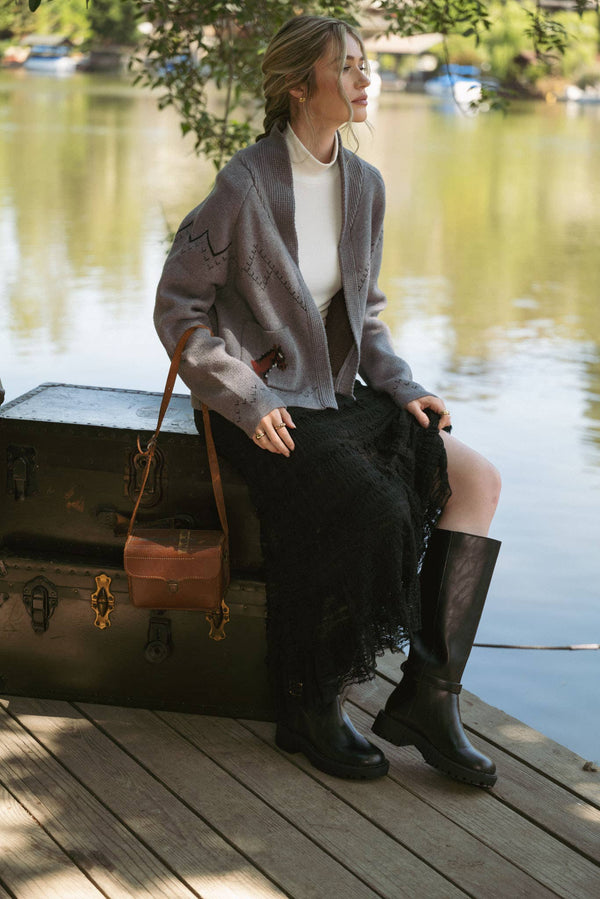 HORSE KNIT SWEATER CARDIGAN MSW10807-Blue Hand Home