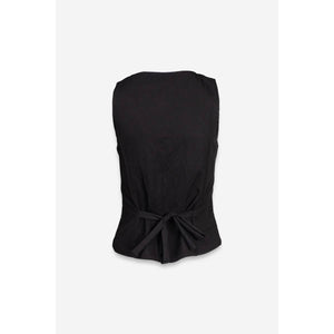 Sleeveless Woven Vest With Back Tie-Blue Hand Home