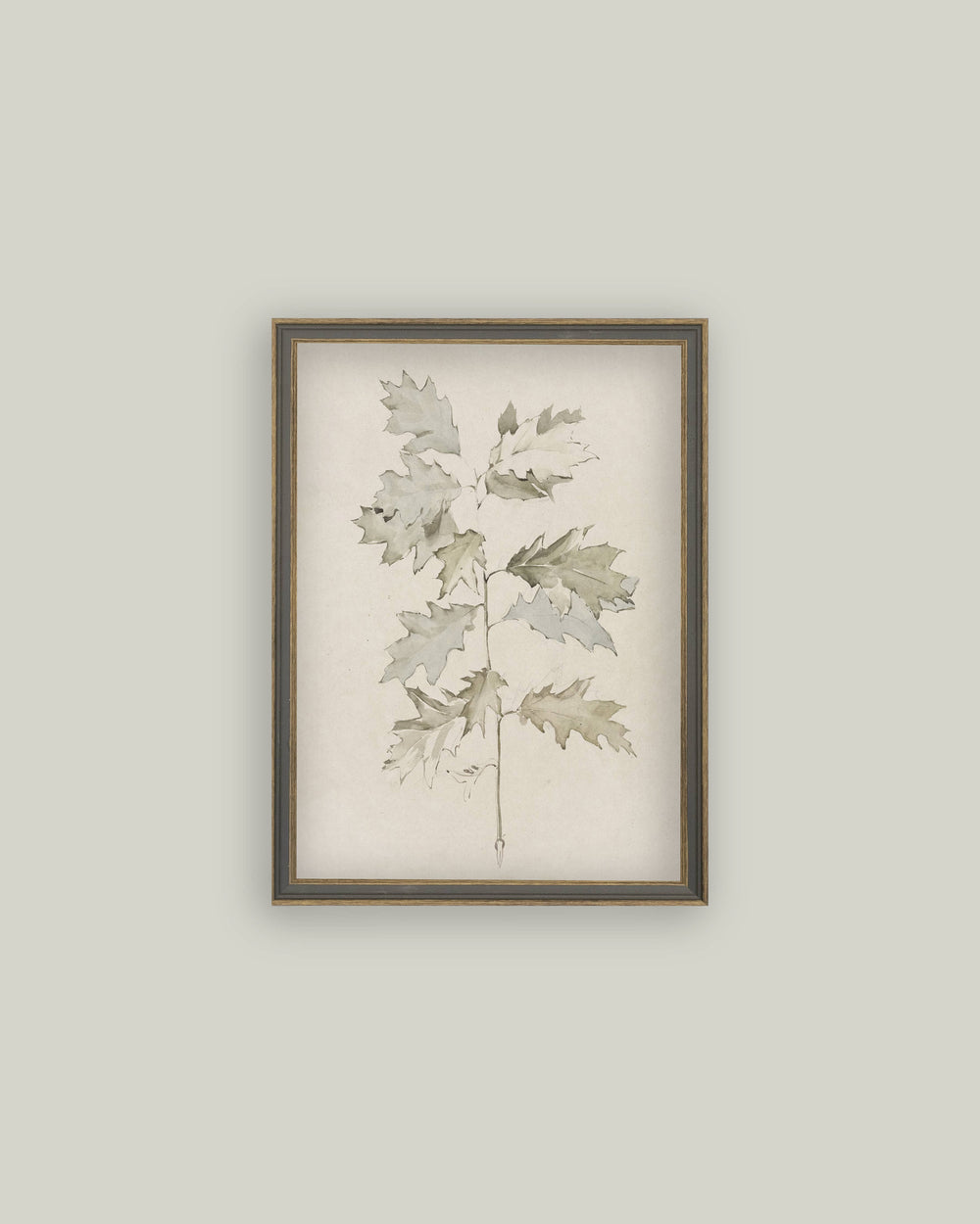 Oak Leaves Framed Antique Art-Blue Hand Home