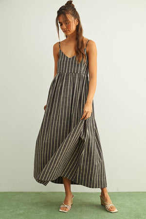 D4621 STRIPE PATTERN LONG DRESS-Blue Hand Home