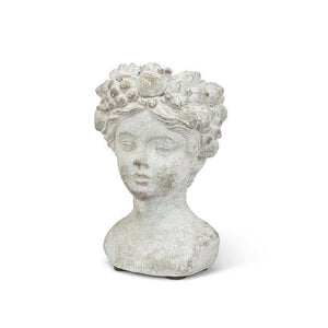 Woman w/Flower & Fruits Head Planter-Blue Hand Home