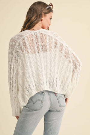 J4475 LIGHT WEIGHT CABLE KNITTED CARDIGAN-Blue Hand Home