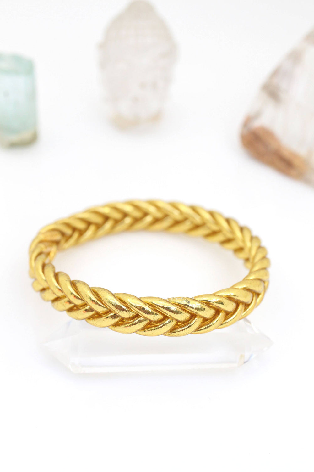 Single Mantra Bangle, Braided Thai Buddhist Temple Bracelet-Blue Hand Home
