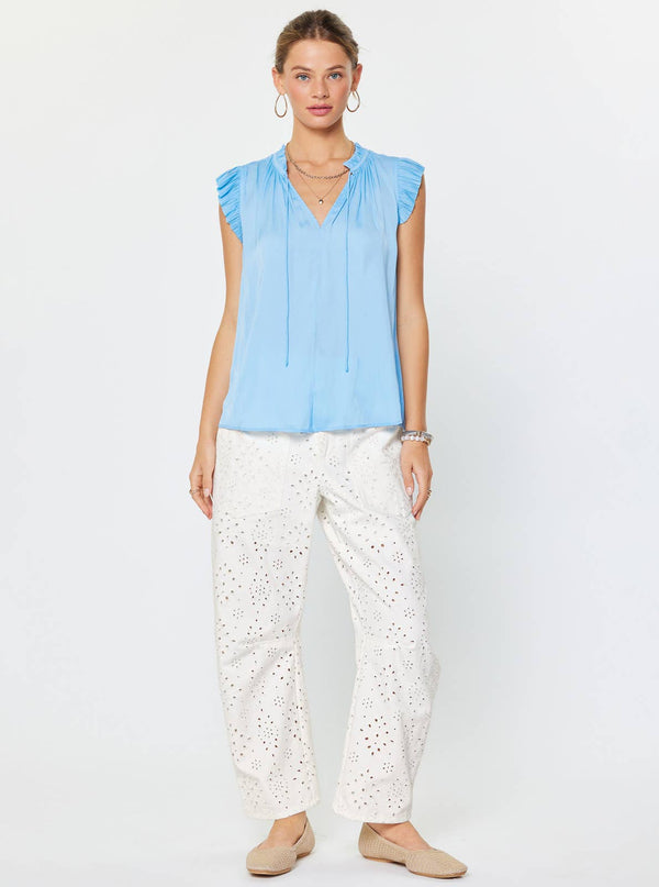 Margot Pleated Sleeve Blouse-Blue Hand Home
