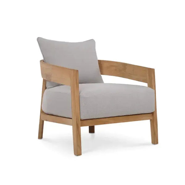Raleigh Teak Single Seater W/ Seat & Back Cushions - Outdoor Teak-Blue Hand Home