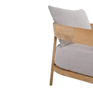 Raleigh Teak Single Seater W/ Seat & Back Cushions - Outdoor Teak-Blue Hand Home
