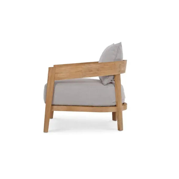 Raleigh Teak Single Seater W/ Seat & Back Cushions - Outdoor Teak-Blue Hand Home