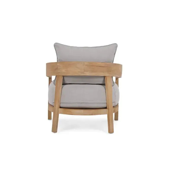Raleigh Teak Single Seater W/ Seat & Back Cushions - Outdoor Teak-Blue Hand Home