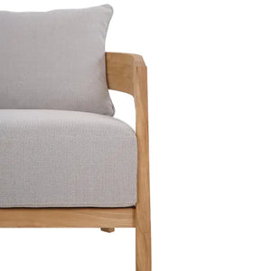 Raleigh Teak Single Seater W/ Seat & Back Cushions - Outdoor Teak-Blue Hand Home