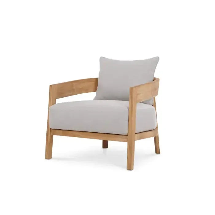 Raleigh Teak Single Seater W/ Seat & Back Cushions - Outdoor Teak-Blue Hand Home