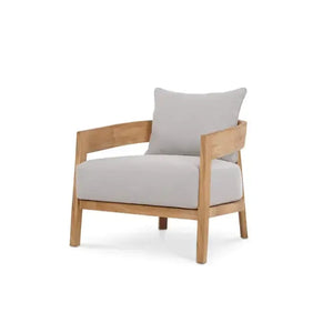Raleigh Teak Single Seater W/ Seat & Back Cushions - Outdoor Teak-Blue Hand Home