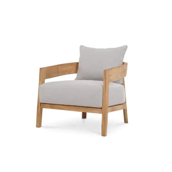 Raleigh Teak Single Seater W/ Seat & Back Cushions - Outdoor Teak-Blue Hand Home