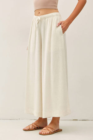 Linen Blend Cropped Palazzo Pants
