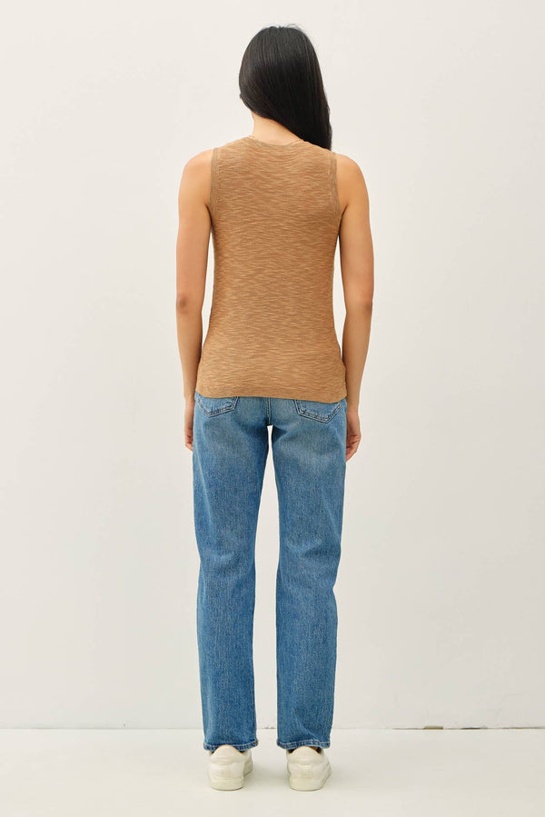 ROUND NECK SLEEVELESS SLUB KNIT TOP-Blue Hand Home