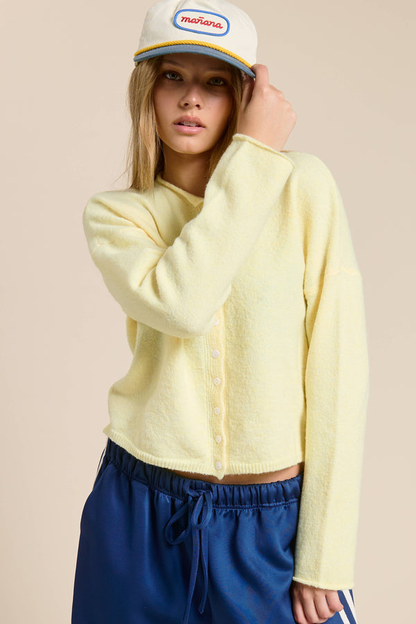 Essential Button Down Cardigan Top-Blue Hand Home