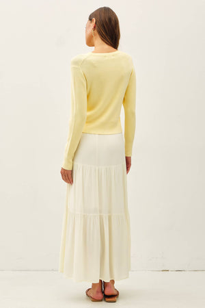 Ribbed Crewneck Cardigan-Blue Hand Home