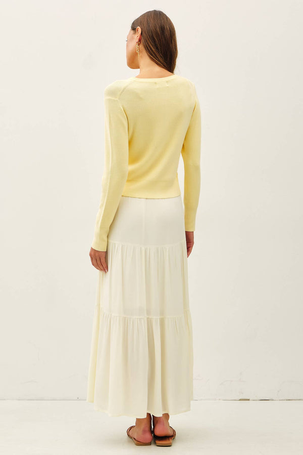 Ribbed Crewneck Cardigan-Blue Hand Home