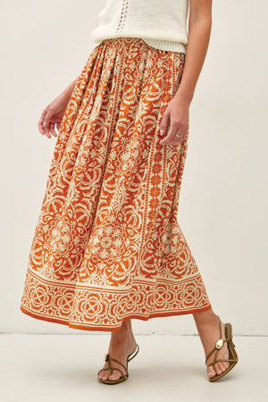 DRAPING PLEATS MAXI SKIRT-Blue Hand Home