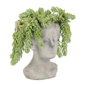 Woman with Blowing Hair-9"H-Blue Hand Home