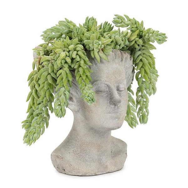 Woman with Blowing Hair-9"H-Blue Hand Home