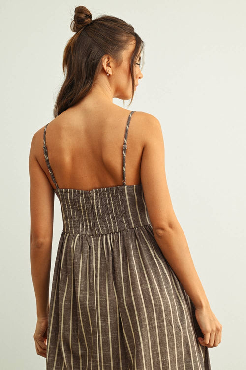 D4621 STRIPE PATTERN LONG DRESS-Blue Hand Home