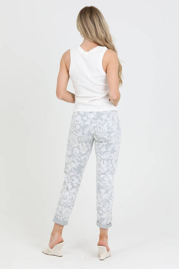 NP746-BW74 FLORAL PRINT JOGGER PANTS