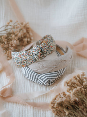 Nautical Blue & White Stripe Knot Headband | Women & Girls-Blue Hand Home