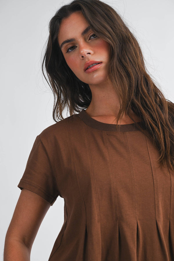 8613HK Pleated Swing Tee Top-Blue Hand Home