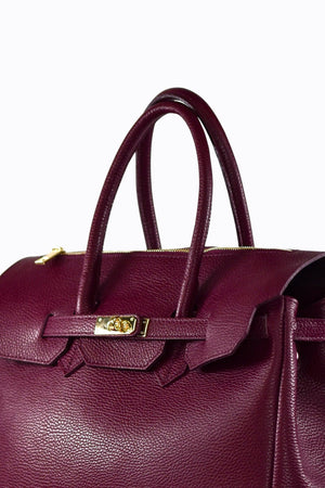 ELIZABETH BAG IN TOGO LEATHER BURGUNDY-Blue Hand Home