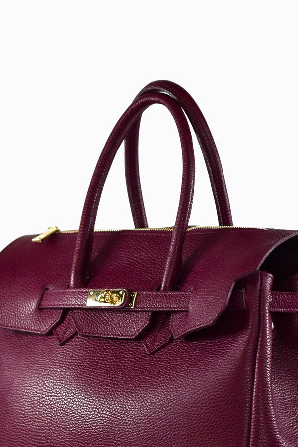 ELIZABETH BAG IN TOGO LEATHER BURGUNDY-Blue Hand Home