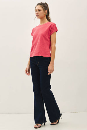GARMENT DYE COTTON SLUB SLIM FIT CREWNECK BABY TEE-Blue Hand Home