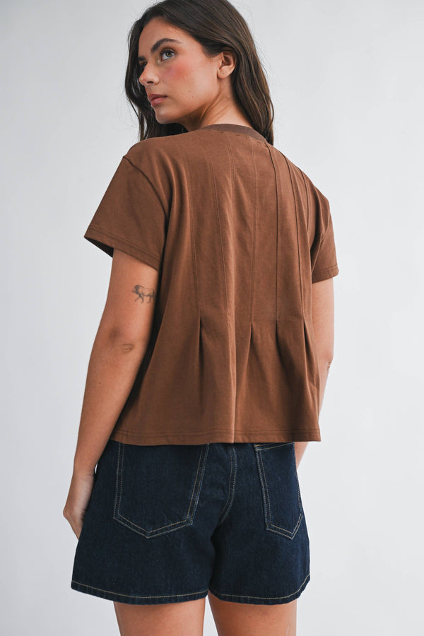 8613HK Pleated Swing Tee Top-Blue Hand Home