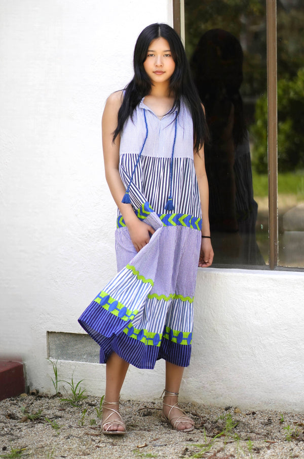 Audrey Handloom Maxi Dress Multi-Blue Hand Home