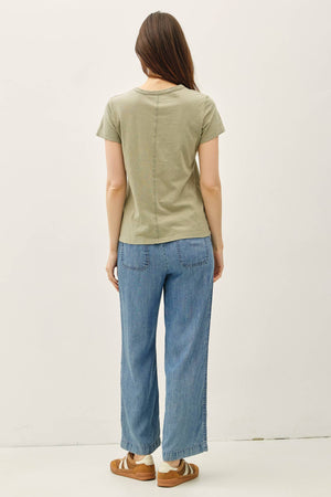 NEW SHADE-GARMENT DYED COTTON SLUB TEE-Blue Hand Home