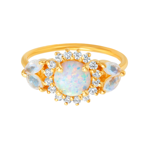 Opal & Diamond Sunflower Queen Ring-Blue Hand Home