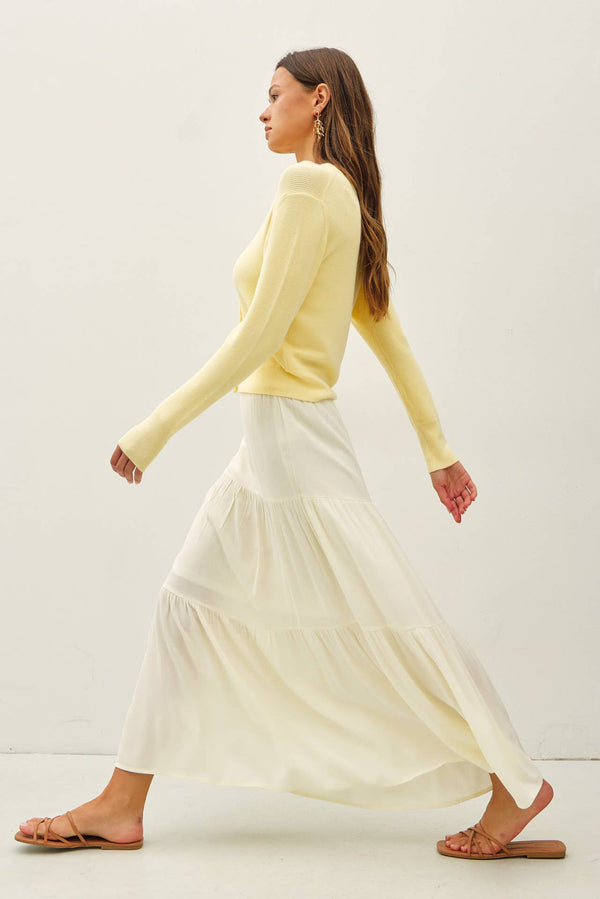 Ribbed Crewneck Cardigan-Blue Hand Home