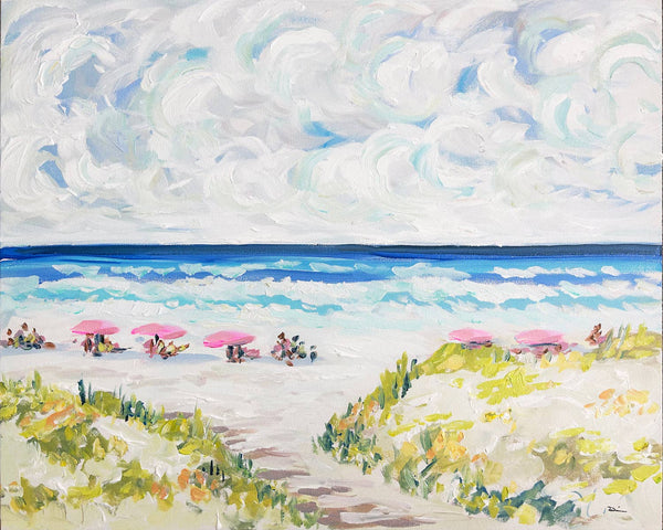 Beach Print on Paper, "Spring Beach"-Blue Hand Home