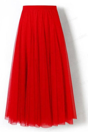 20 colors Flowy Elastic Waist Tulle Pleated Skirt-Blue Hand Home